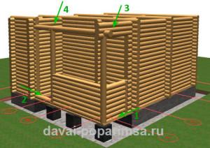 Деревянная баня 5x6 метров &ndash; чертежи бревенчатых стен 